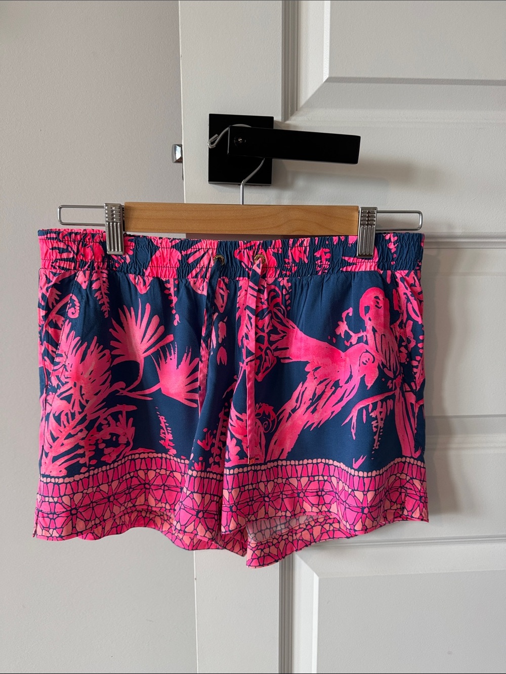 Lilly Pulitzer Katia Shorts Navy & Hot Pink Tropical Print